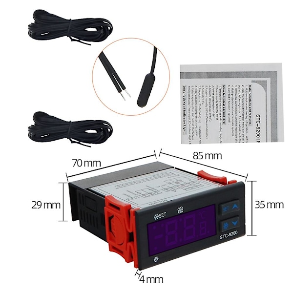 STC-9200 Digital Temperaturregulator med Avriming, Vifte og Alarmfunksjon AC 220V