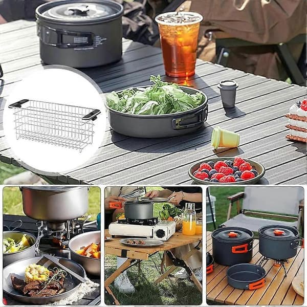 Trådkurv Camping Rustfrit Stål Utility Trådkurv til Vandreture Camping Baghave Picnic Borddele