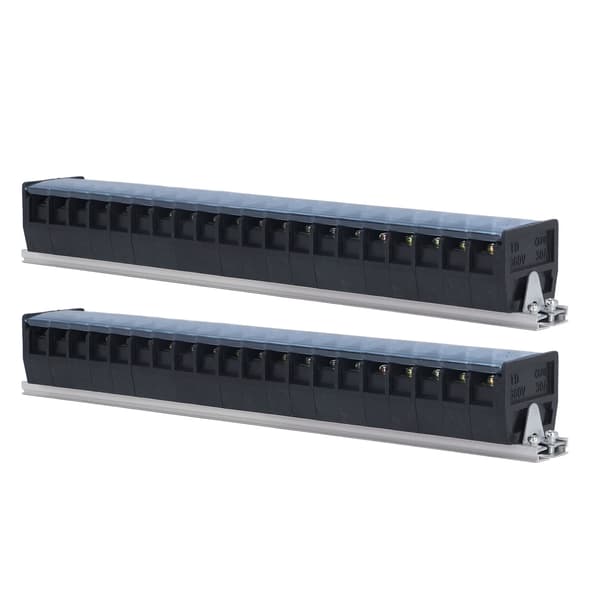 2 pcs Terminal Block 30A 660V Double Row Screw Terminal Block for Bridge Lighting Tunnel Power Distribution 20 Positions