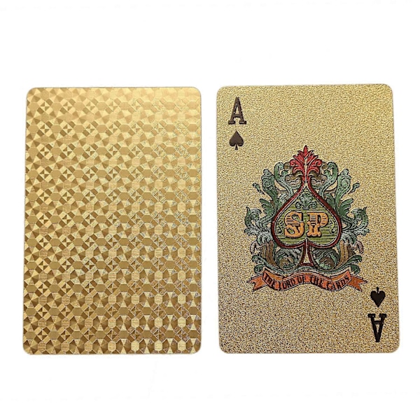 1kpl 24K Kultaiset Pelikortit Muovinen Pokeripeli Pakka Foliopokerit Vedenpitävä Kortti