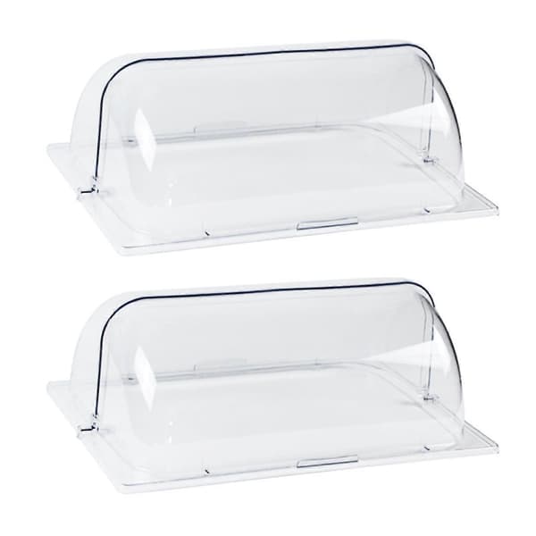 Full Size Chafing Dish Cover, 2-pakning, Klar Plast Roll Top Display Cover for Bakeri og Desserter, Rektangulær