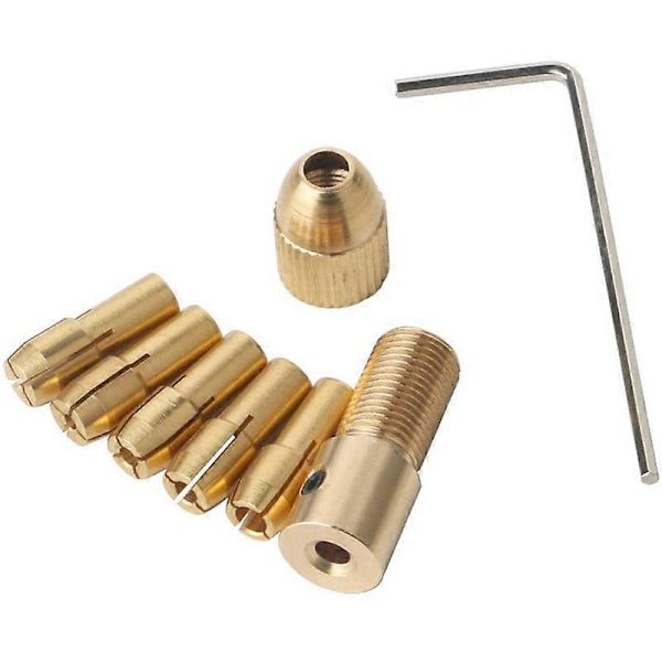 9 Delar 0.5-3mm Borrchuck Hylsor Set med 3.17mm Chuckklämma för Borrmaskin Kopparhatt Axel D