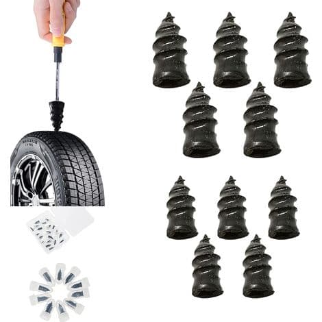 Gummipigger, gummidekkpigger, bildekkpigger, vakuumdekkreparasjonspigger, dekkpunkteringspigger, gummipigger for dekkreparasjon, pakke med 10