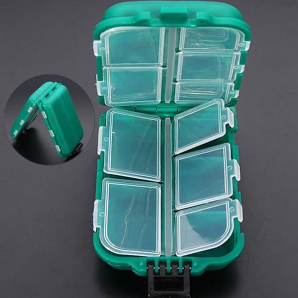 Waterproof Hard Fishing Box with 10 Compartments - Storage for Hooks, Lures, and Baits