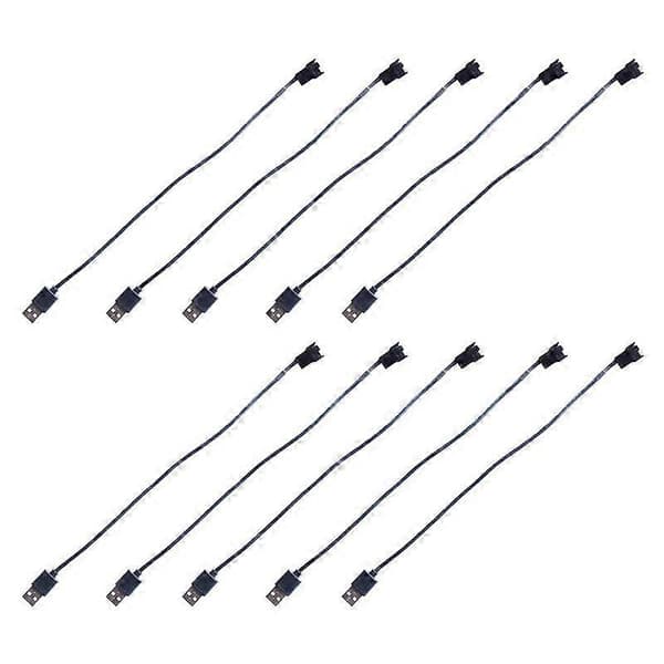 10 stk. USB til 4-pinners vifteadapterkabler Datamaskin PC-vifte Strømkabelkontaktadapter 5V USB til datamaskin