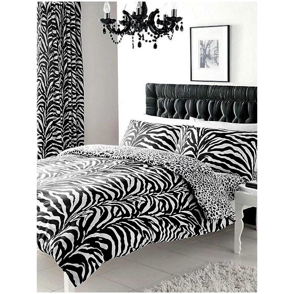 Zebra- och Leopardmönstrat Vändbart Påslakanset