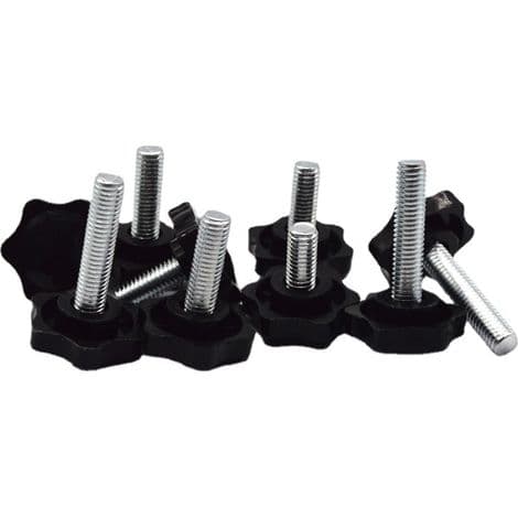 Møbeljusteringsfødder, M6x20mm gevind, pakke med 20, sort/sølv