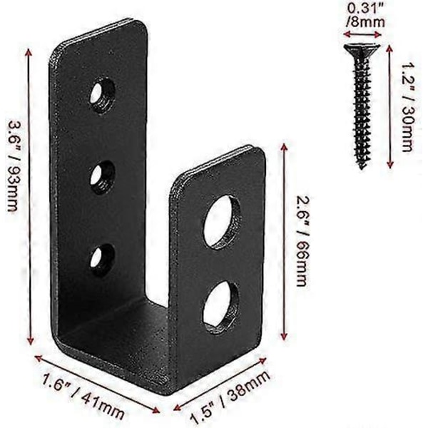2-pack Kraftiga Dörrkonsoler i Stål för 2x4 Dörr, U-formad Säkerhetsbom
