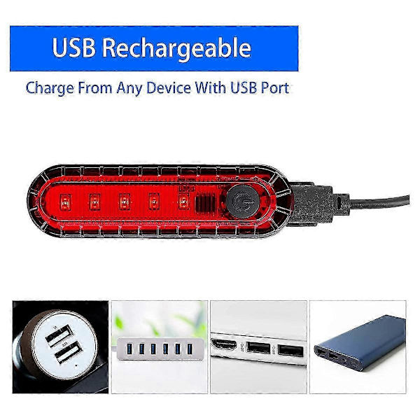 8Pack USB Ladattava LED-Pyörän Takavalo, Etuvalo ja Takavalo Tiepyöräilijöille
