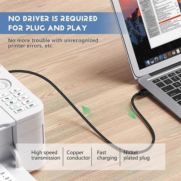 För USB 2.0 Skrivarkabel A-B 1.8M