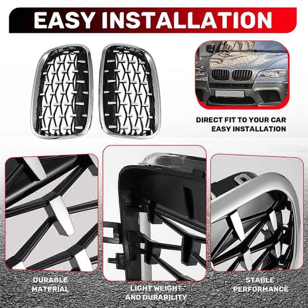 Bil Sølv Front Midtre Grill Erstatning for X5 E70 / X6 E71 2008-2013