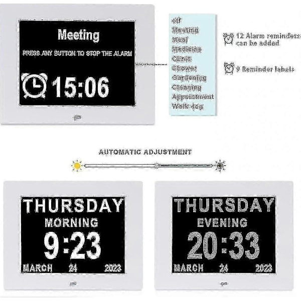 2024 Demens Klokke Alzheimers Klokke Stor Digital Kalender Klokke For Eldre, klokke Med Dag Og Dato F -gt(7 Tommer) g20242062477