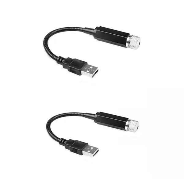 2 st romantiska LED stjärnhimmel nattlampor 5V USB-drivna galaxstjärnprojektorlampor för bilrumstak