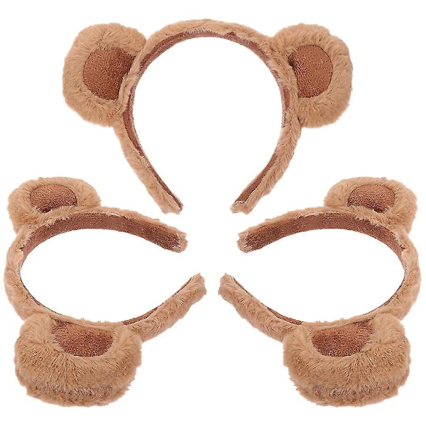 3-pack Björnöron Hårband Kvinnor Flickor Hårband Cartoon Fluffigt Hårband Fest Cosplay Hårband Dekoration