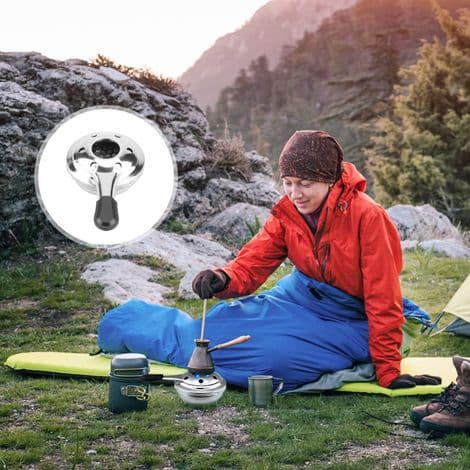 Sæt med 2 mini bærbare spritbrændere i rustfrit stål til camping, vandreture, te, kaffe, varme drikke