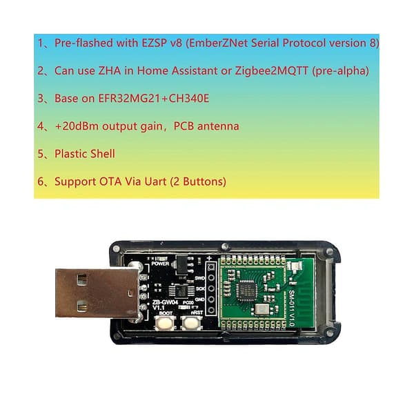ZigBee 3.0 Silicon Labs Mini EFR32MG21 Universal Open Source Hub Gateway USB Dongle Chip Modul ZHA