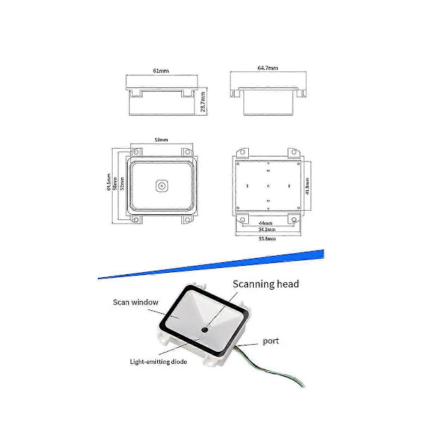 Inbyggd 2D-streckkodsläsare USB QR-streckkodsläsare RS232 TTL-gränssnitt Kiosk Liten Fast Installation