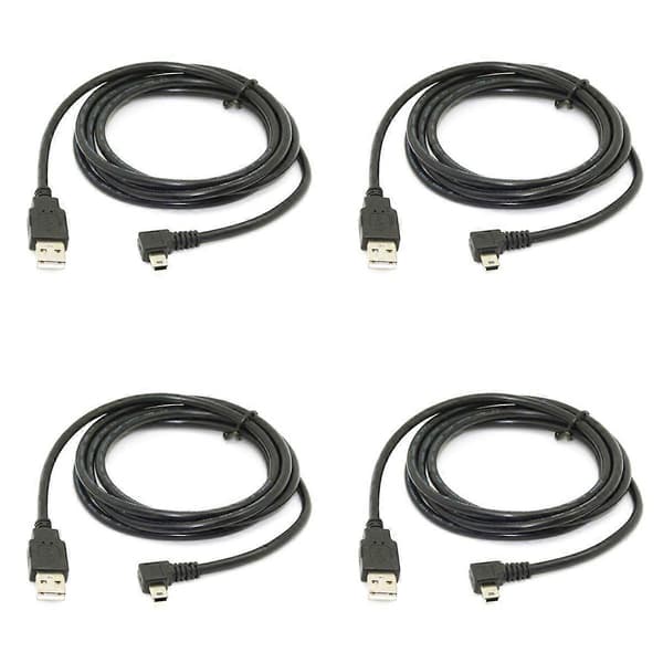 4 stk. 1,8M Mini USB B Type 5Pin Han 90 Grader Venstre Vinklet til USB 2.0 Han Datakabel Sort Farve