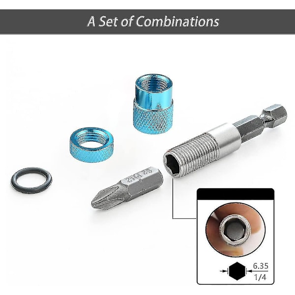 Justerbar Skrue Dybde Magnetisk Skrutrekker Bit Holder Hex Skaft Gipsplater Skrue Bit Holder Skrueverktøy (4 stk) Tw