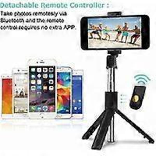 Selfie Stick Stativ, 3 i 1 Mini Selfie Stick med Fjärrutlösning Mobiltelefon Tand Utökbar Selfie Stick och Bärbar Monopod Mobiltelefonhållare för