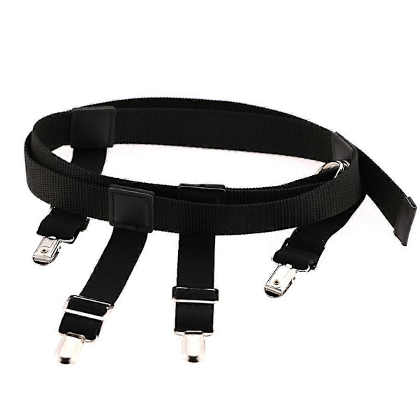 Elastisk nylonbelte for menn og kvinner med strømpebåndsklips, holder for strømpebukser, bukser og jeans, justerbar klemme
