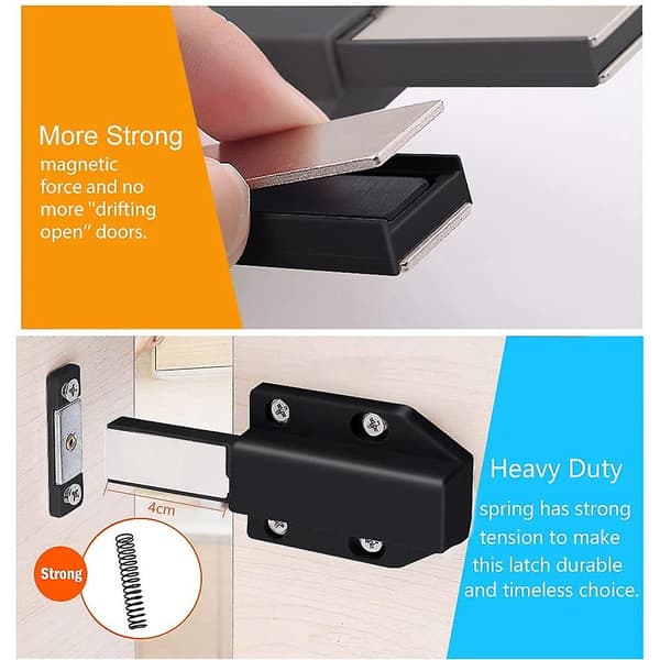 Trycklås Heavy Duty 4-pack Tryck för att öppna skåphårdvara Magnetiska lås för stor dörr Tryck Bla