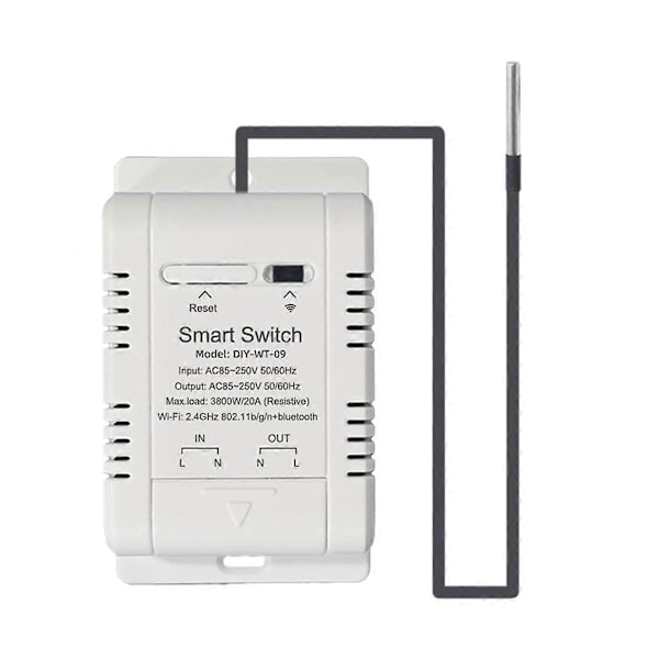 WiFi-temperaturswitch med 1M-sensor, smart WiFi 20A termostattemperaturswitch som stöder röststyrning