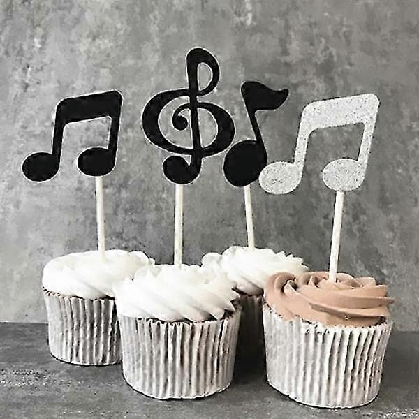 30 stk. Musiknoder Cupcake Topper Papir Kage Indsatser Kort Bryllupskage Topper