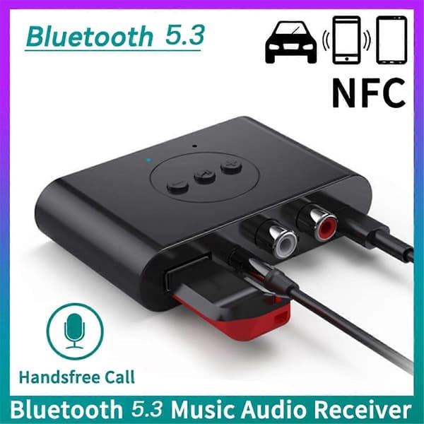 Bluetooth 5.3 Audio Receiver NFC USB U Disk RCA 3.5mm AUX USB Stereo Musik Trådløs Adapter til Bil