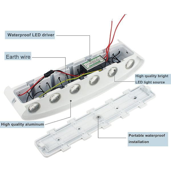 LED Indendørs Vægskinne 12W Hvid Moderne Vægskinne, IP65 Vandafvisende Aluminium Udendørs Vægskinner, Op Ned Spotlampe til Stue Soveværelse Gang Trappe