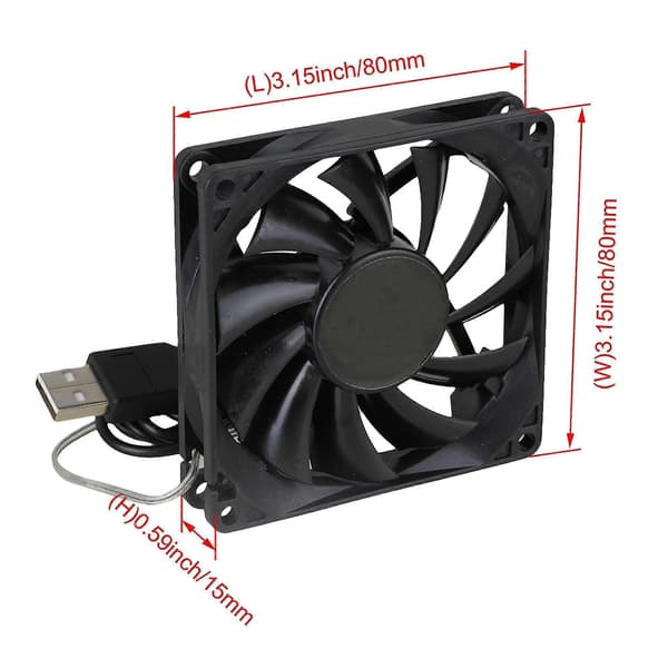 Sort 5v 8015 Usb Computer/pc/cpu Støjsvag Køling Kabinet Blæser 80x80x15mm
