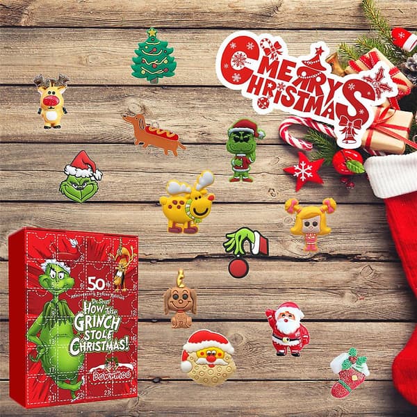 24 Rutor Julkalender Grinch Söta Figurer Dock Blind Box Julbarn Presenter