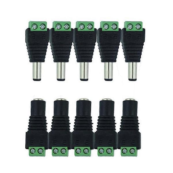 5 stk. strømadapter 12v stik kabel jack adapter 12v hun stik stikprop strømstik