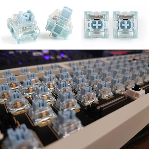 3-pins 42g TTC Silent Blåhvite Switcher for Mekanisk Tastatur (10/4stk)