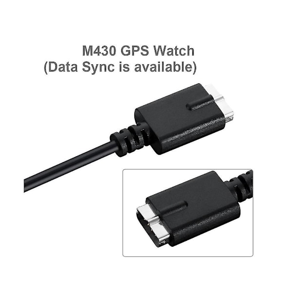 Rask USB-laderkabel for M430 Smart Watch 1m ladekabel datakabel for M430 GPS løpeklokke