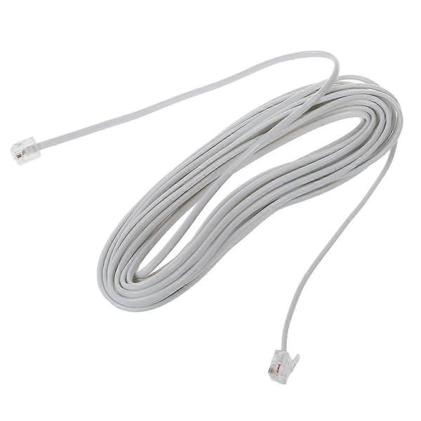 9M 30ft RJ11 6P2C Modulær Telefon Telefonkabler Ledning Hvit