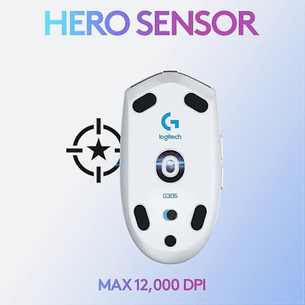 G305 LIGHTSPEED Trådløs Spillmus, Hero 12K Sensor, 12 000 DPI, Lett, 6 Programmerbare Knapper, 250t Batterilevetid, Internt Minne, PC/Mac -