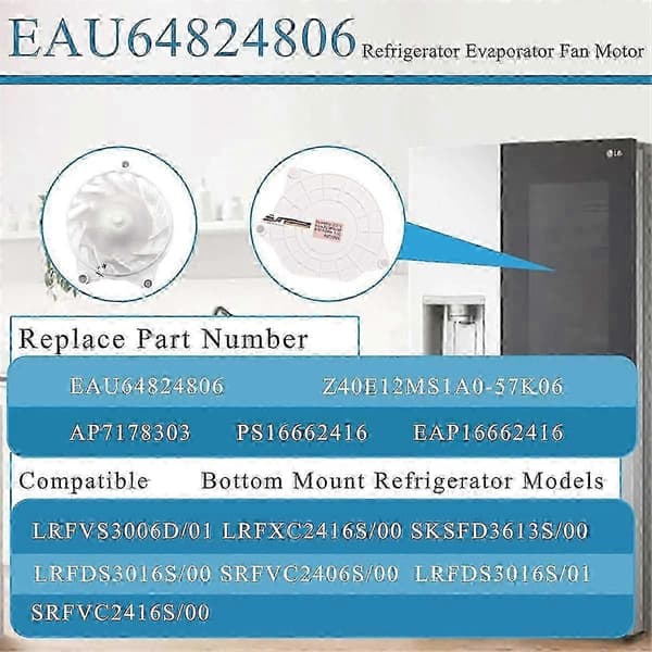 LG Køleskab Fordamper Blæsermotor Model EAU64824806