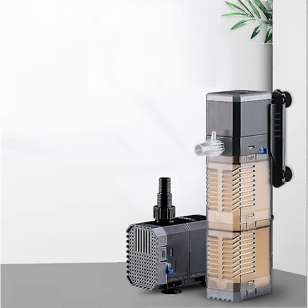 8w akvariumfilter 4 i 1 intern filter, 600l/h nedsænkelig fisketankpumpe iltbølgemager