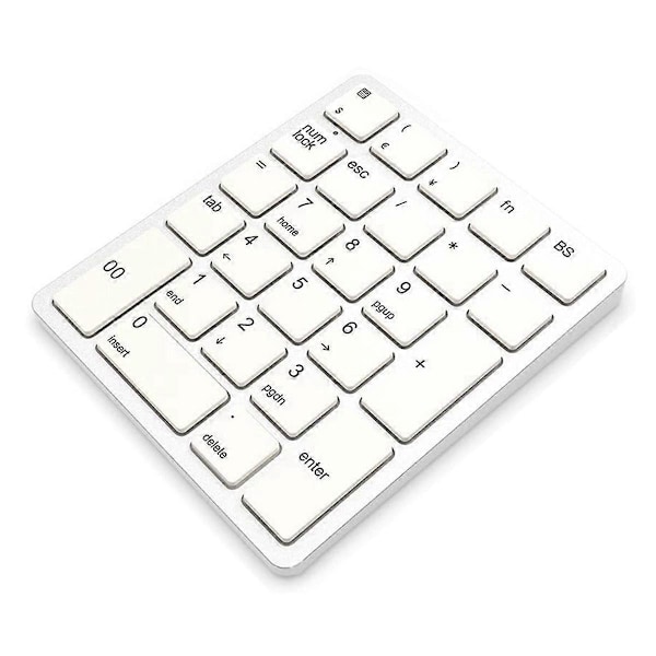 Trådløst numerisk tastatur 2,4 GHz trådløst oppladbart numerisk tastatur for bærbare datamaskiner, hvit