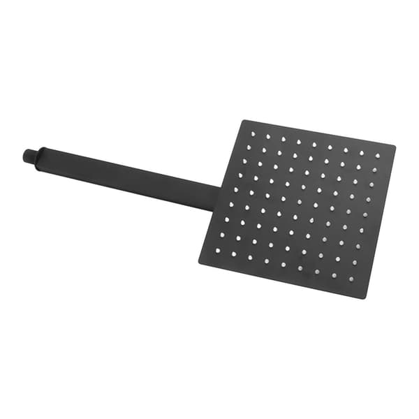 Square Wall Mounted Rain Shower Head Kit with Single Handle and Waterfall Spray, Black, for Bathroom