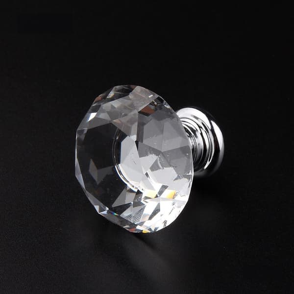 30PCS Alloy Crystal Cabinet Knobs Anti-rust Transparent Drawer Handles for Cabinets Wardrobe 30mm