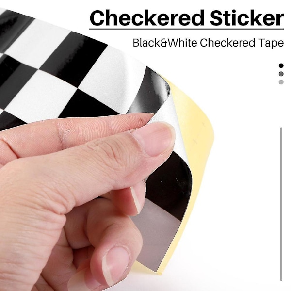 3 Tommer Sort/Hvid Ternet Dekal Tape Bil Motorcykel Cykel Tank Sticker