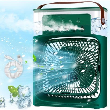 Ventilator, 3 hastigheder, timer, 7 LED'er og køleventilator med variabel intensitet (grøn).