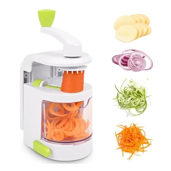 Grønnsakskutter - Multifunksjonell - 4-i-1 spiralizer - ABS-plast - Rustfritt stål - Sugekoppbase