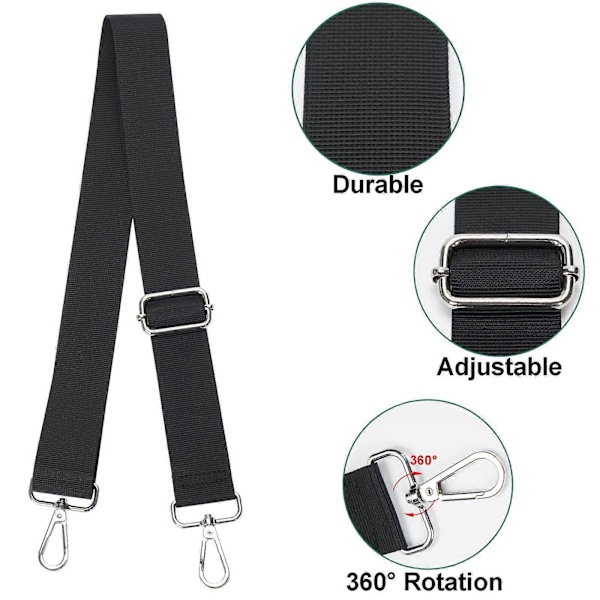 Justerbar skulderrem til tasker, 3,8 cm bred taskerem DIY-tilbehør til håndtasker, muleposer og crossbody-tasker