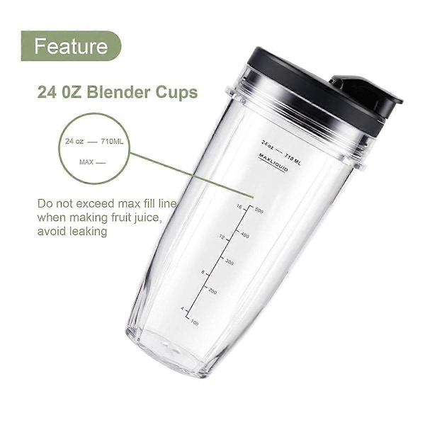 4 st Ersättningsdelar Blenderkoppar 24oz med Lock Blenderkoppar för BL480 BL640 CT680