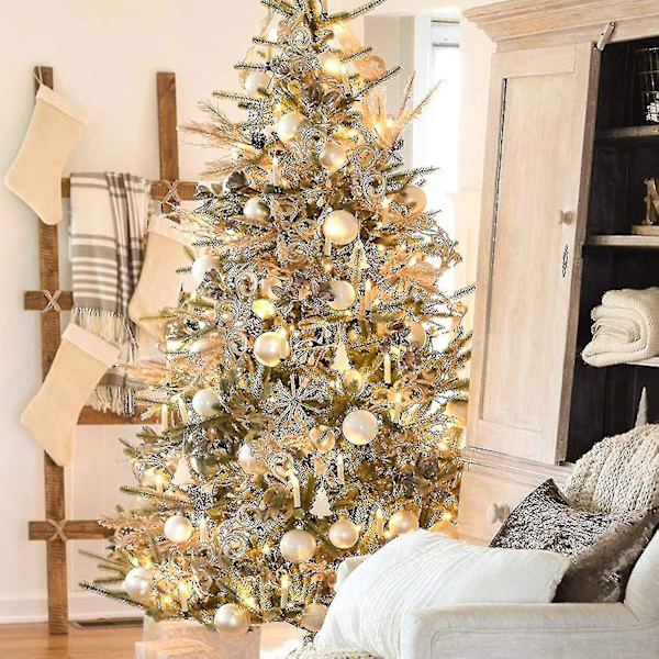 10 st LED-julstjärnor, Trådlösa Vita Varma Julgranstjärnor, Med Fjärrkontroll Och Batterier, Dimbara LED-stjärnor, IP44, För Julgran