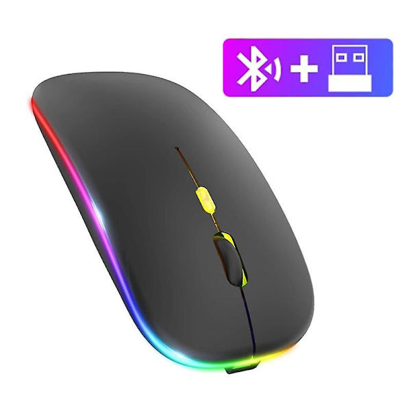 2.4GHz Bluetooth 5.1 Trådlös Mus Med USB-Mottagare Uppladdningsbar RGB Gaming Tyst Mus Ergonomisk Optisk Mus För Hem Kontor Laptop Dator