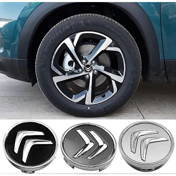 4 stk. Navkapsler for Citroen C4 Picasso C3 Berlingo C5 X7 C2 C1 Ds3 ZX Xsara C8 DS DS4 60MM, Felgsenterkapsler med merke, Bilemblem Hjuldeksler Acce